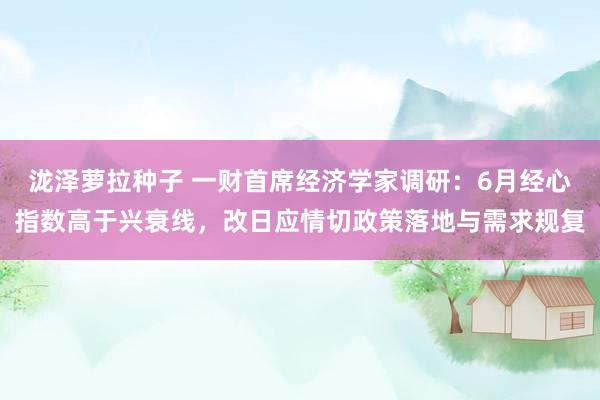 泷泽萝拉种子 一财首席经济学家调研：6月经心指数高于兴衰线，改日应情切政策落地与需求规复