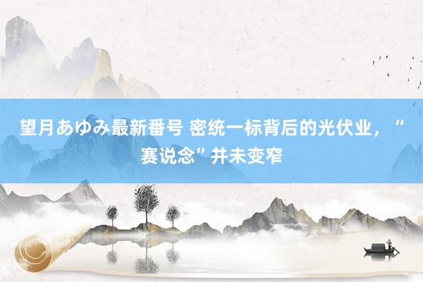 望月あゆみ最新番号 密统一标背后的光伏业，“赛说念”并未变窄