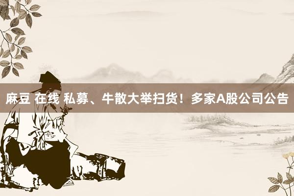 麻豆 在线 私募、牛散大举扫货！多家A股公司公告