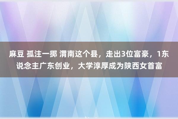 麻豆 孤注一掷 渭南这个县，走出3位富豪，1东说念主广东创业，大学淳厚成为陕西女首富