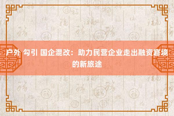 户外 勾引 国企混改：助力民营企业走出融资窘境的新旅途