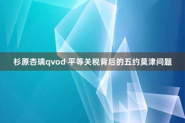 杉原杏璃qvod 平等关税背后的五约莫津问题