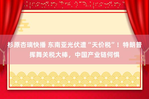 杉原杏璃快播 东南亚光伏遭“天价税”！特朗普挥舞关税大棒，中国产业链何惧