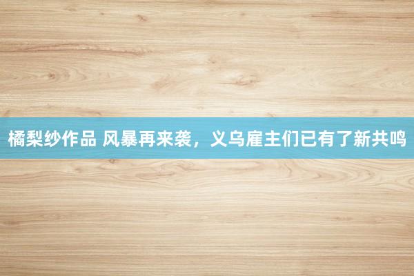 橘梨纱作品 风暴再来袭，义乌雇主们已有了新共鸣