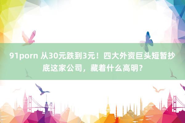 91porn 从30元跌到3元！四大外资巨头短暂抄底这家公司，藏着什么高明？