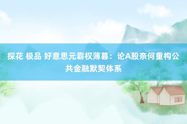 探花 极品 好意思元霸权薄暮：论A股奈何重构公共金融默契体系