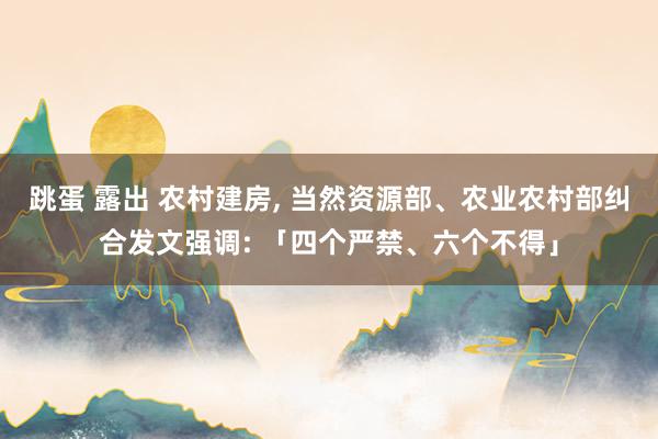 跳蛋 露出 农村建房, 当然资源部、农业农村部纠合发文强调: 「四个严禁、六个不得」