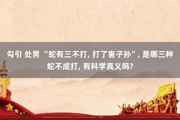 勾引 处男 “蛇有三不打, 打了害子孙”, 是哪三种蛇不成打, 有科学真义吗?