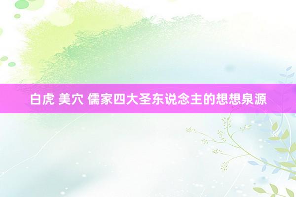 白虎 美穴 儒家四大圣东说念主的想想泉源